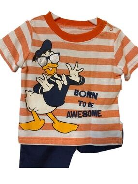 NWT! DISNEY Donald Duck 2 pc. Set Short Sleeve Shirt & Jeans  ~ Size 3-6 Months